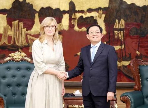 Phó Thủ tướng Hồ Quốc Dũng tiếp bà Ekaterina Zaharieva, Cao ủy Liên minh châu Âu (EU). (Ảnh: VGP/Gia Huy)