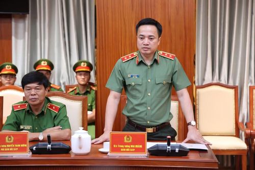 Trung tướng Mai Hoàng, Giám đốc Công an TPHCM phát biểu tại buổi lễ. Ảnh M.L