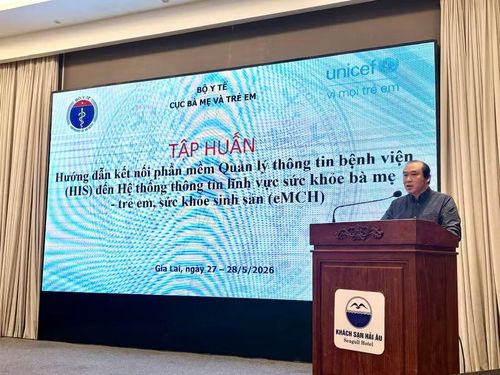 Ông Võ Vĩnh Nam - Phó Cục trưởng Cục Bà mẹ và Trẻ em phát biểu tại lớp tập huấn. Ảnh: Thu Phương