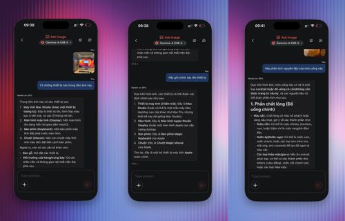 Trên ứng dụng smartphone, người dùng cần chọn tính năng từ giao diện chính (AI Chat, Ask Image...), sau đó chọn mô hình để sử dụng. Do hoạt động dựa trên GPU, thiết bị có thể nóng lên trong quá trình AI suy luận.