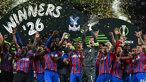 Khoảnh khắc Crystal Palace đăng quang Cúp C3 châu Âu. Ảnh: Reuters