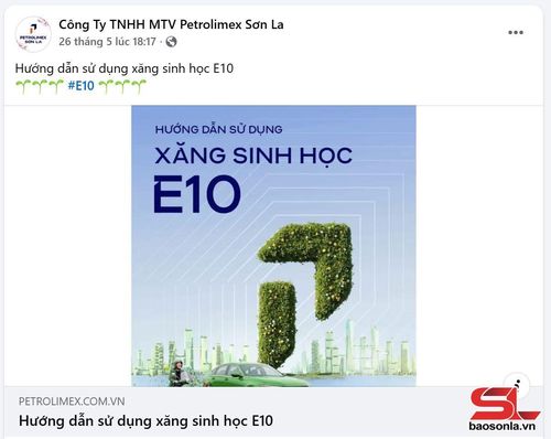 Fanpage của Petrolimex Sơn La hướng dẫn khách hàng sử dụng xăng sinh học E10.