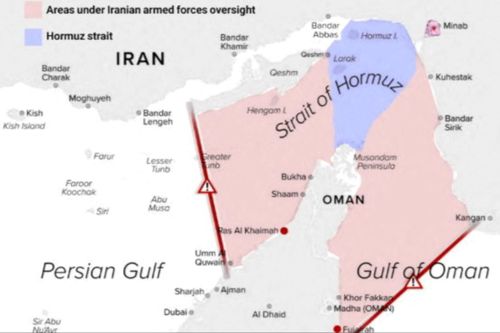 Khu vực được Cơ quan Quản lý Eo biển Vịnh Ba Tư của Iran tuyên bố quyền kiểm soát. Ảnh: Reuters
