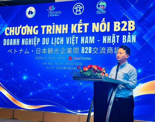 Phó Giám đốc Sở Du lịch Hà Nội Trần Trung Hiếu phát biểu. Ảnh: Hoàng Lân.