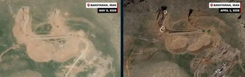 Hình ảnh vệ tinh cho thấy một địa điểm phóng tên lửa của Iran sau vụ tấn công của Israel và Mỹ, và cả những sự kiện gần đây hơn. Ảnh: Airbus.