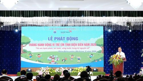 Phó Chủ tịch UBND tỉnh Điện Biên Nguyễn Minh Phú phát biểu tại lễ phát động