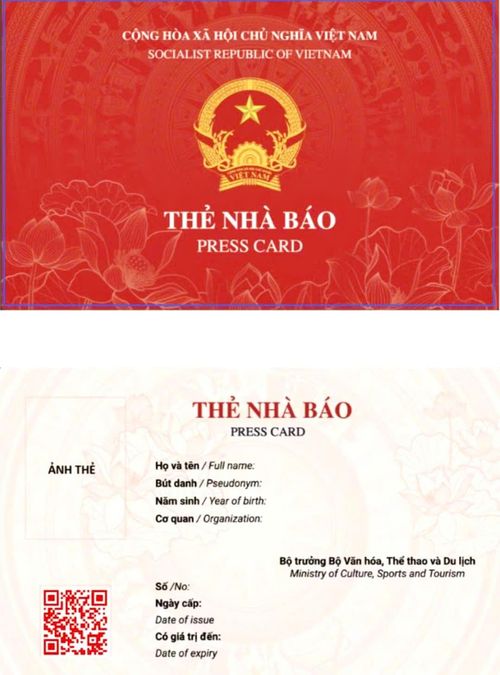 Mẫu thẻ nhà báo mới công bố