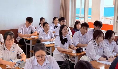 Học sinh lớp 12, Trường TH, THCS và THPT Lê Thánh Tông đang "chạy đua" để ôn tập.