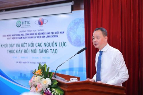 GS.TS Trần Hồng Thái, Chủ tịch Viện Hàn lâm Khoa học và Công nghệ Việt Nam phát biểu khai mạc. Ảnh: Hoàng Hiếu/TTXVN