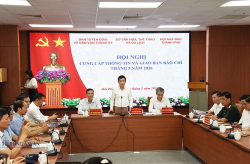 Ông Nguyễn Hải Bình, Phó Trưởng Ban Tuyên giáo và Dân vận Thành ủy Hải Phòng chủ trì hội nghị. Ảnh: Mekong ASEAN.
