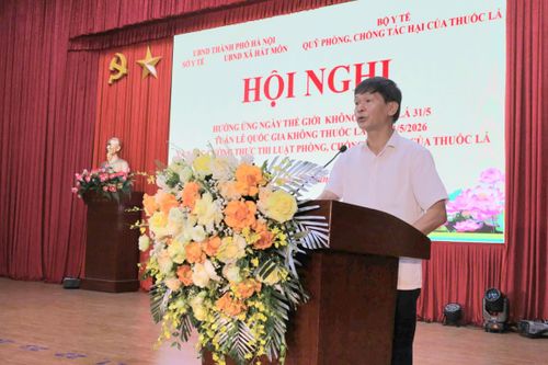 Phó Giám đốc Sở Y tế Hà Nội Vũ Cao Cương phát biểu tại hội nghị. Ảnh: NM