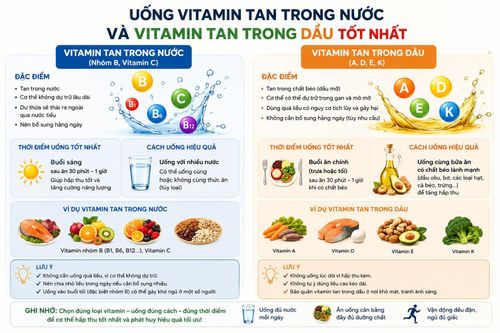 Mỗi loại vitamin cần uống vào thời điểm khác nhau để tăng tác dụng.