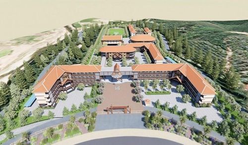 Phối cảnh trường Phổ thông nội trú liên cấp Tiểu học - Trung học cơ sở - Trung học phổ thông tại xã A Lưới 5 (Huế). Ảnh: TTXVN phát