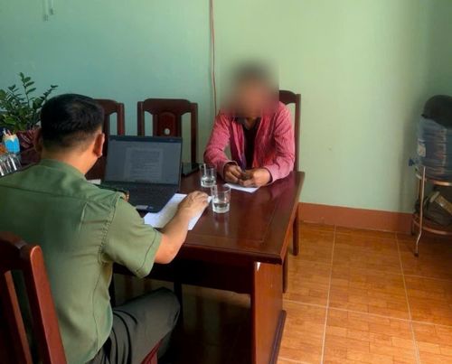 Công an xã Thăng Trường làm việc với ông P.T.K.