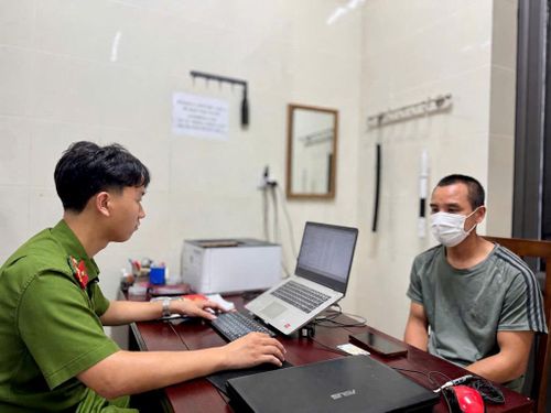 Đối tượng Nguyễn Văn Ngọc tại cơ quan Công an.