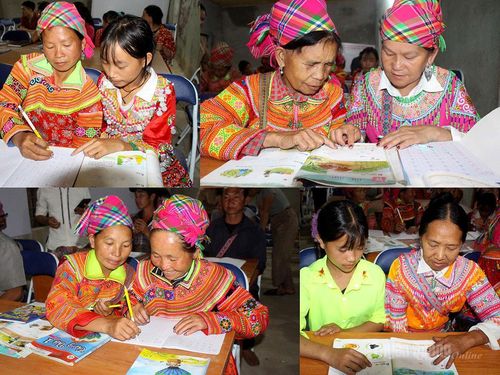 Biết cầm bút, biết viết tên mình và những thành viên trong gia đình cũng là động lực, mong muốn đầu tiên của hầu hết những thành viên trong lớp học xóa mù chữ ở thôn Túng Quá Lìn khi đến đây.