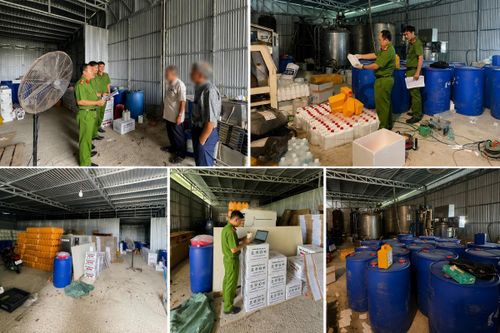  Lực lượng Công an phường Cái Răng phối hợp Phòng Cảnh sát kinh tế Công an TP. Cần Thơ kiểm tra cơ sở có dấu hiệu sản xuất phân bón trái phép, phát hiện và thu giữ nhiều nguyên liệu, hóa chất, máy móc cùng hàng trăm sản phẩm thành phẩm. Ảnh: CACT 