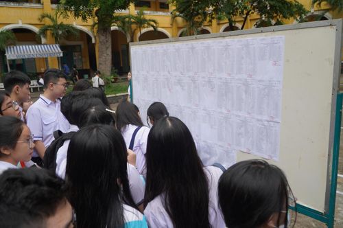 Danh sách thí sinh và thông tin được dán trước sân trường. Kỳ thi chính thức bắt đầu vào sáng ngày mai 1/6. Ảnh: Đ.Xá.
