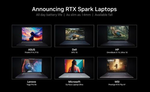  Một số laptop sắp ra mắt với chip RTX Spark. Ảnh: Nvidia. 