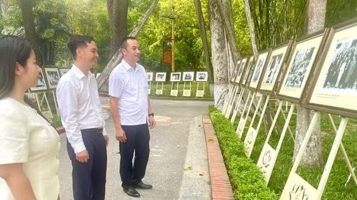 Tham quan Triển lãm ảnh "115 ảnh hoạt động của Chủ tịch Hồ Chí Minh trong Khu Phủ Chủ tịch”. (Ảnh: Ban tổ chức)