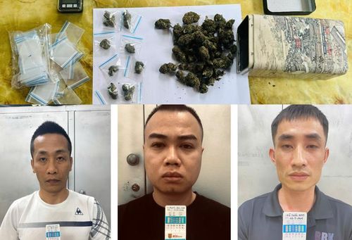 Các đối tượng cùng tang vật bị thu giữ.