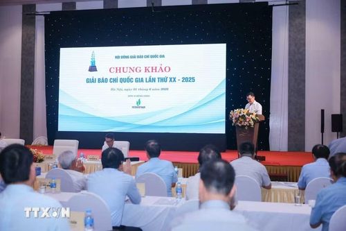 Quang cảnh lễ bế mạc chấm Chung khảo Giải báo chí Quốc gia lần thứ 20. (Ảnh: Hoàng Hiếu/TTXVN)