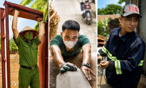  Các chiến sĩ công an, bộ đội nỗ lực thực hiện nhiệm vụ. 