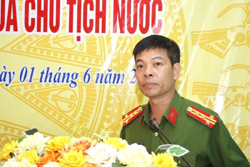 Đại tá Lê Anh Hưng - Phó Giám đốc Công an tỉnh phát biểu tại lễ công bố.