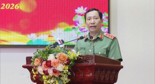 Thượng tướng Lê Văn Tuyến, Ủy viên Ban Chấp hành Trung ương Đảng, Thứ trưởng Bộ Công an phát biểu chỉ đạo tại buổi lễ