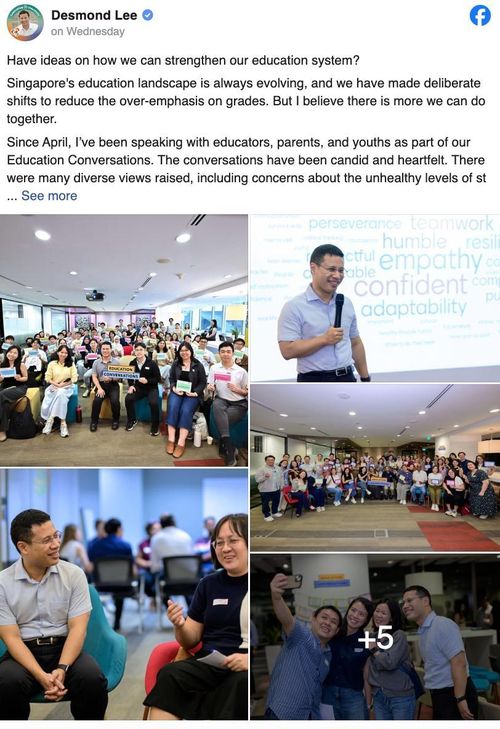 Bài đăng của Bộ trưởng Giáo dục Singapore Desmond Lee trên mạng xã hội Facebook