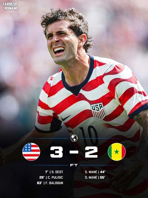 Tuyển Mỹ ngược dòng đánh bại Senegal nhờ khoảnh khắc tỏa sáng của Pulisic. Ảnh: Fabrizio Romano