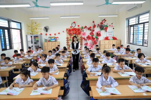 Học sinh Trường Tiểu học Quang Minh A (xã Quang Minh). Ảnh: Quang Thái