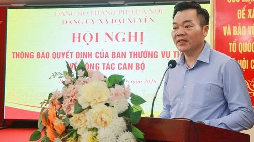 Tân Bí thư Đảng ủy xã Đại Xuyên Đào Việt Long phát biểu tại hội nghị. Ảnh: PV