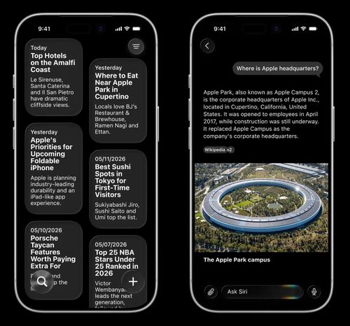  Ảnh minh họa ứng dụng Siri mới trên iOS 27. Ảnh: Bloomberg. 