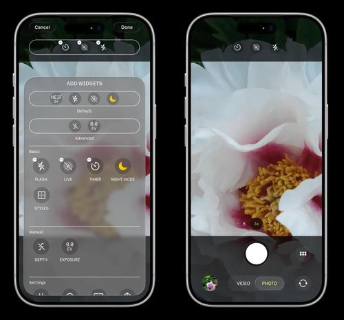  Ứng dụng camera trên iOS 27 cho phép chỉnh bố cục nút điều khiển. Ảnh: Bloomberg. 