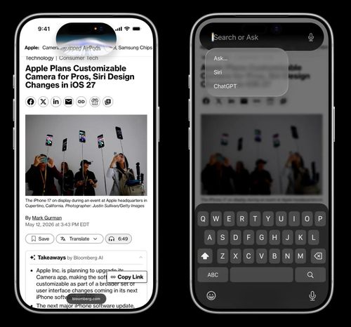  Siri trên iOS 27 sẽ kích hoạt từ Dynamic Island. Ảnh: Bloomberg. 