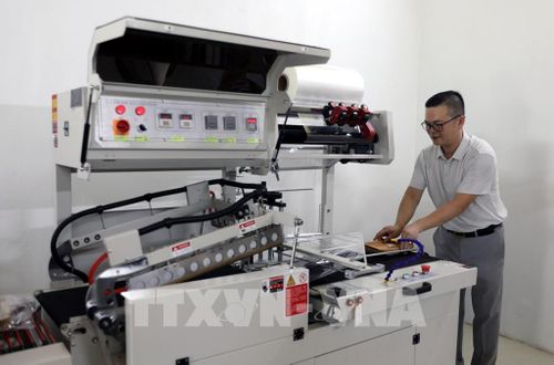 Đóng gói sản phẩm sinh học từ mo cau theo quy trình khép kín, đảm bảo chất lượng và tính thẩm mỹ cho từng sản phẩm. Ảnh: Tạ Toàn – TTXVN