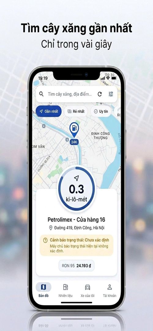 App "Quanh tôi" giúp người dùng có thể tìm kiếm cửa hàng bán xăng dầu gần nhất chỉ trong vài giây. Ảnh: Bộ Công Thương