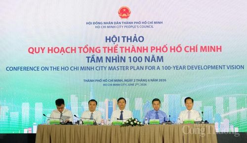 Lãnh đạo TP. Hồ Chí Minh chủ trì hội thảo “Quy hoạch tổng thể TP. Hồ Chí Minh tầm nhìn 100 năm”. Ảnh: Thanh Minh.