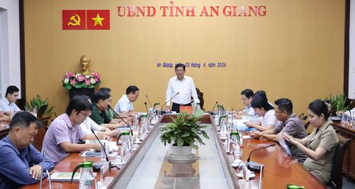Phó Chủ tịch UBND tỉnh Ngô Công Thức (đứng) phát biểu kết luận cuộc họp.