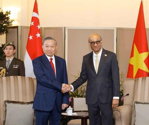 Tổng Bí thư, Chủ tịch nước Tô Lâm và Tổng thống Singapore Tharman Shanmugaratnam tại hội đàm ngày 29/5. Ảnh: TTXVN
