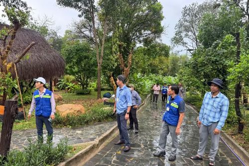  Ông Nguyễn Lê Quốc Toàn, Phó Chủ tịch UBND đặc khu Phú Quốc (thứ 2 từ trái sang), kiểm tra, chỉ đạo lực lượng chức năng thực hiện cưỡng chế dự án The Peak sáng 3/6. 