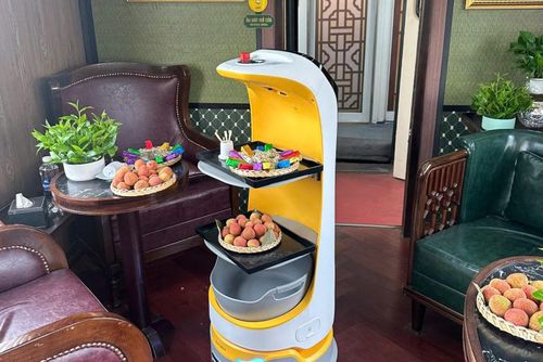 Robot phục vụ KettyBot Pro phục vụ trên đoàn tàu Hoa Phượng Đỏ.
