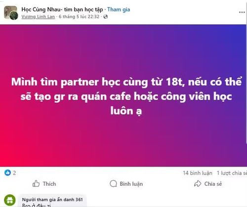 Nhiều bạn học sinh/sinh viên còn đăng tải trên các hội nhóm để tìm bạn học cùng.