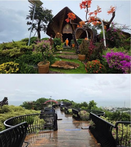 Một số công trình được xây dựng trái phép trên núi Điện Tiên để hoạt động tham quan du lịch trước khi bị cưỡng chế.
