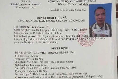 Quyết định truy nã Chu Viết Thông