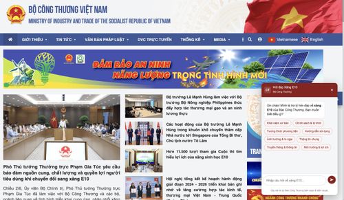 Giao diện chatbot hỏi đáp về xăng E10. Ảnh: Cổng thông tin điện tử Bộ Công Thương. 