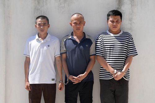  Các đối tượng gồm Nguyễn Đăng Dũng, Phạm Văn Tùng và Nguyễn Đăng Hiếu. Ảnh: Công an Nghệ An 