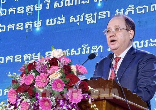 Ông Nguyễn Thanh Phong, Phó Chủ tịch Thường trực UBND tỉnh An Giang phát biểu khai mạc Hội chợ. Ảnh: Thanh Sang - TTXVN 
