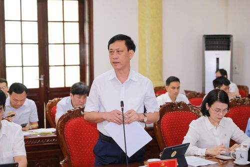 Đồng chí Mai Văn Hải, Bí thư Đảng ủy, Chủ tịch HĐND xã Sao Vàng phát biểu tại hội nghị.